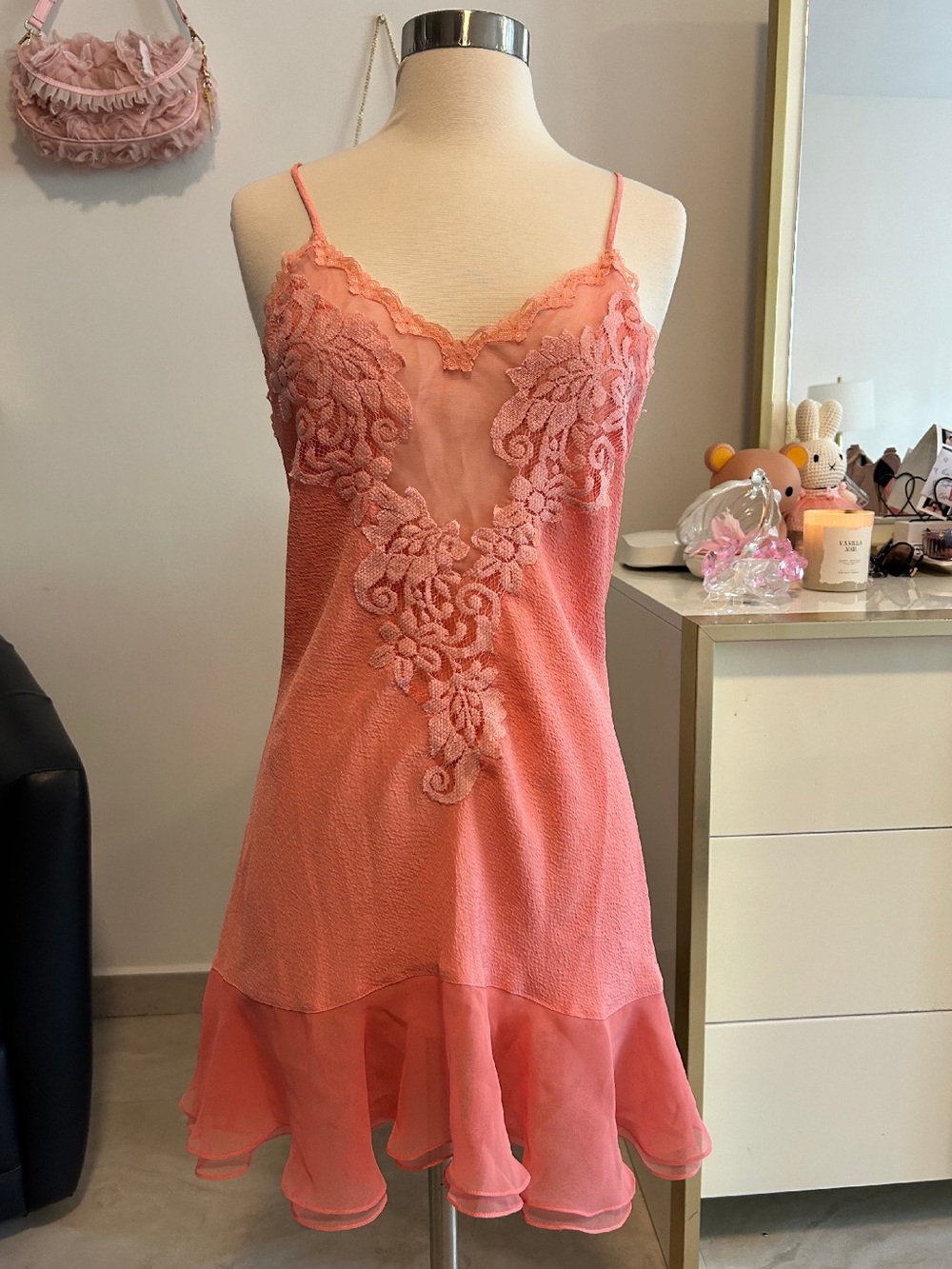Victoria's Secret Coral Pink Lace Slip Dress